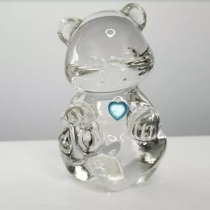 Vintage Fenton Glass Bear Blue Birthstone Heart